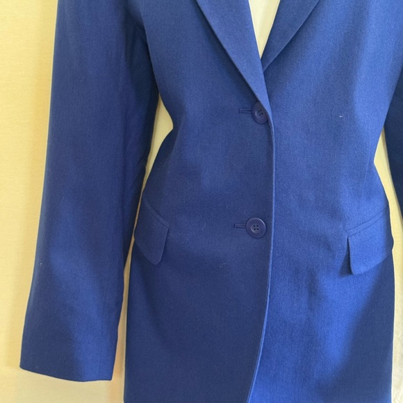 B-51 Joan Leslie Blue Wool Blend Long Sleeve‎ Blazer Suit Jacket Size 12 - Picture 2 of 15